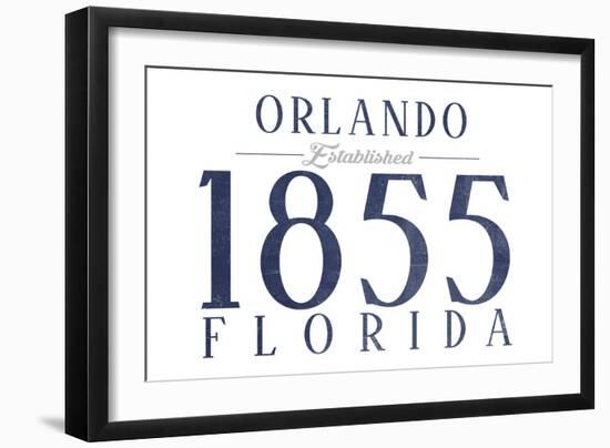 Orlando, Florida - Established Date (Blue)-Lantern Press-Framed Art Print