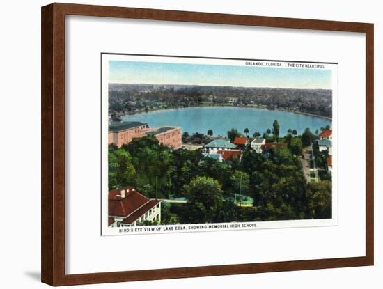 Orlando, Florida - Lake Eola Aerial, Memorial High School-Lantern Press-Framed Art Print