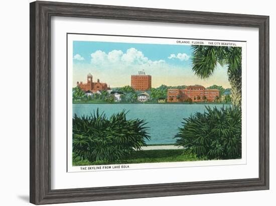 Orlando, Florida - Lake Eola View of the City Skyline-Lantern Press-Framed Art Print