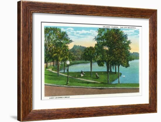 Orlando, Florida - Lake Lucerne Circle Scene-Lantern Press-Framed Art Print