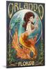 Orlando, Florida - Mermaid-Lantern Press-Mounted Art Print