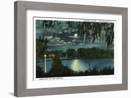 Orlando, Florida - Moonlit Lake Cherokee Scene-Lantern Press-Framed Art Print