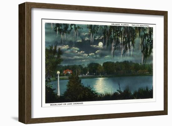 Orlando, Florida - Moonlit Lake Cherokee Scene-Lantern Press-Framed Art Print