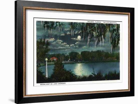 Orlando, Florida - Moonlit Lake Cherokee Scene-Lantern Press-Framed Art Print
