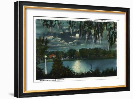 Orlando, Florida - Moonlit Lake Cherokee Scene-Lantern Press-Framed Art Print