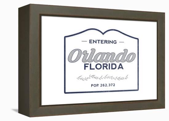 Orlando, Florida - Now Entering (Blue)-Lantern Press-Framed Stretched Canvas