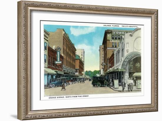 Orlando, Florida - Orange Avenue North from Pine Street-Lantern Press-Framed Art Print