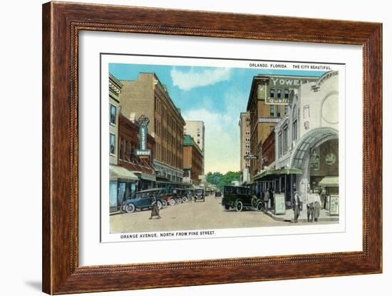 Orlando, Florida - Orange Avenue North from Pine Street-Lantern Press-Framed Art Print