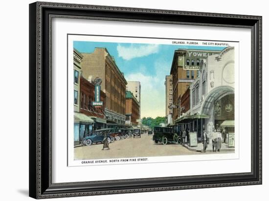 Orlando, Florida - Orange Avenue North from Pine Street-Lantern Press-Framed Art Print