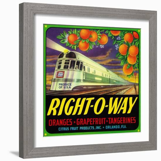 Orlando, Florida, Right-O-Way Brand Citrus Label-Lantern Press-Framed Art Print