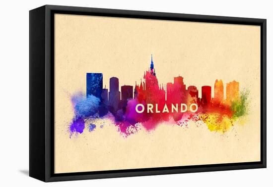 Orlando, Florida - Skyline Abstract-Lantern Press-Framed Stretched Canvas