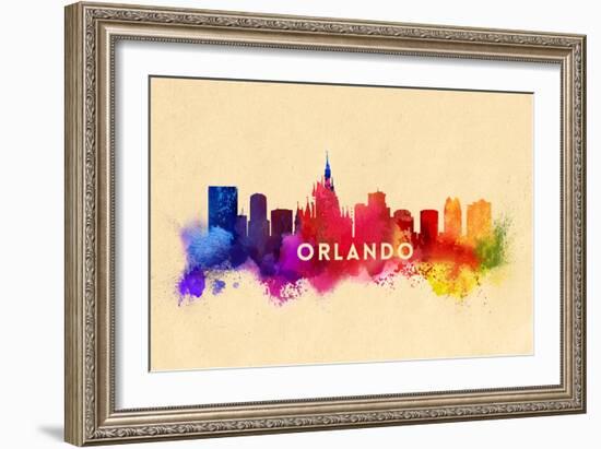 Orlando, Florida - Skyline Abstract-Lantern Press-Framed Art Print