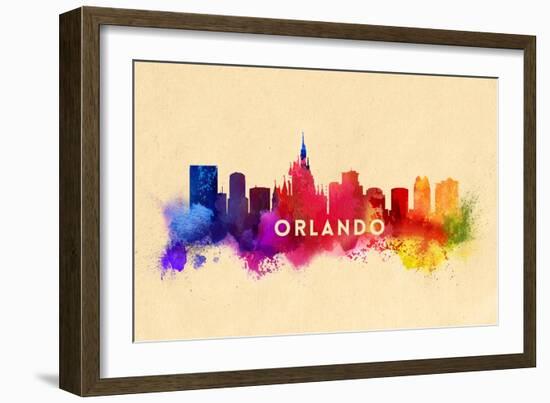 Orlando, Florida - Skyline Abstract-Lantern Press-Framed Art Print