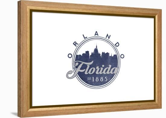 Orlando, Florida - Skyline Seal (Blue)-Lantern Press-Framed Stretched Canvas