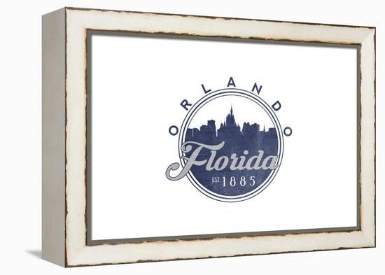 Orlando, Florida - Skyline Seal (Blue)-Lantern Press-Framed Stretched Canvas