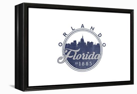 Orlando, Florida - Skyline Seal (Blue)-Lantern Press-Framed Stretched Canvas