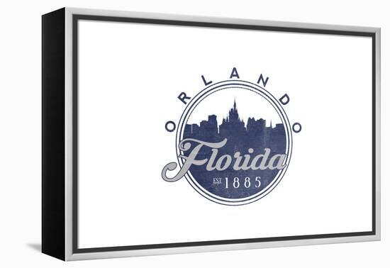 Orlando, Florida - Skyline Seal (Blue)-Lantern Press-Framed Stretched Canvas