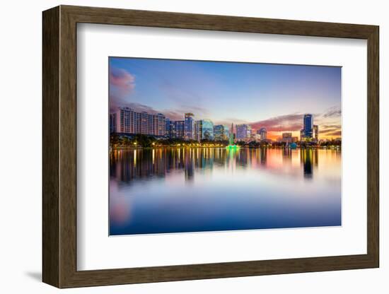 Orlando, Florida, USA Downtown City Skyline on Eola Lake.-SeanPavonePhoto-Framed Photographic Print