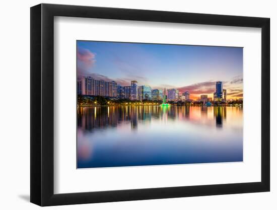 Orlando, Florida, USA Downtown City Skyline on Eola Lake.-SeanPavonePhoto-Framed Photographic Print