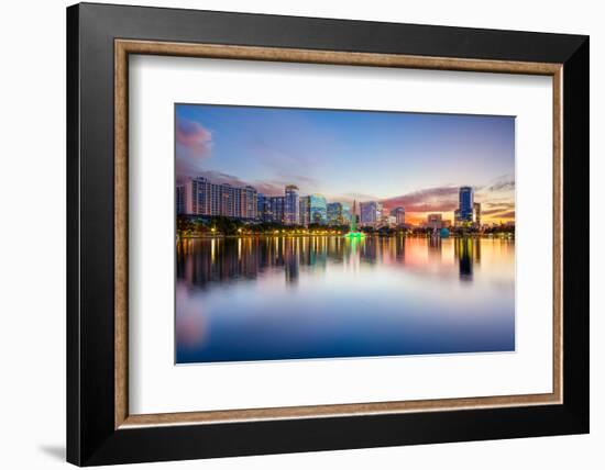 Orlando, Florida, USA Downtown City Skyline on Eola Lake.-SeanPavonePhoto-Framed Photographic Print