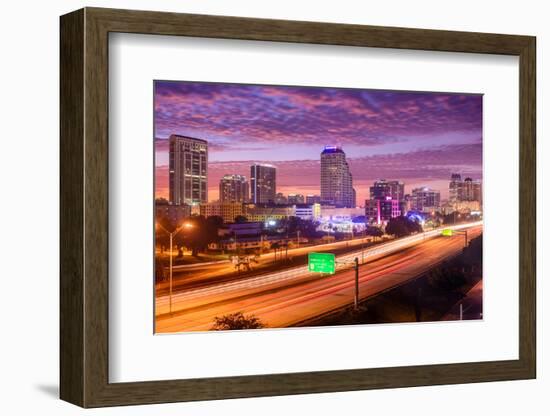 Orlando, Florida, USA Downtown Cityscape over the Highway.-SeanPavonePhoto-Framed Photographic Print