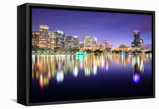 Orlando, Florida, USA Downtown Skyline at Eola Lake.-SeanPavonePhoto-Framed Premier Image Canvas