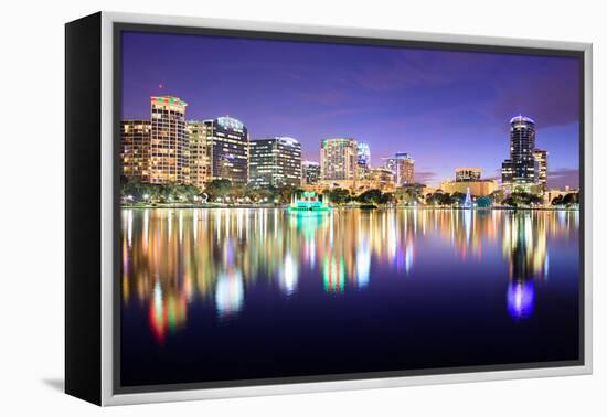 Orlando, Florida, USA Downtown Skyline at Eola Lake.-SeanPavonePhoto-Framed Premier Image Canvas