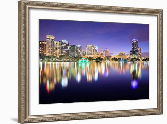 Orlando, Florida, USA Downtown Skyline at Eola Lake.-SeanPavonePhoto-Framed Photographic Print