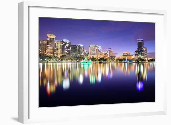 Orlando, Florida, USA Downtown Skyline at Eola Lake.-SeanPavonePhoto-Framed Photographic Print