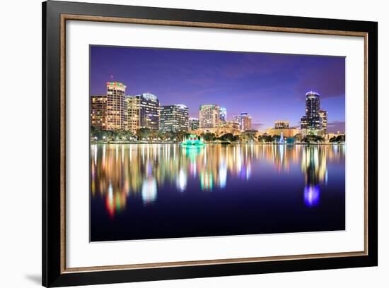 Orlando, Florida, USA Downtown Skyline at Eola Lake.-SeanPavonePhoto-Framed Photographic Print