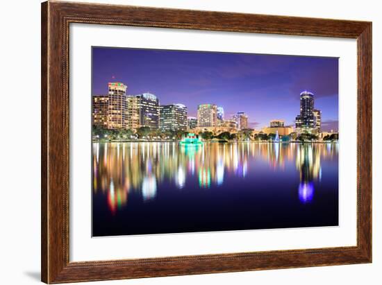 Orlando, Florida, USA Downtown Skyline at Eola Lake.-SeanPavonePhoto-Framed Photographic Print