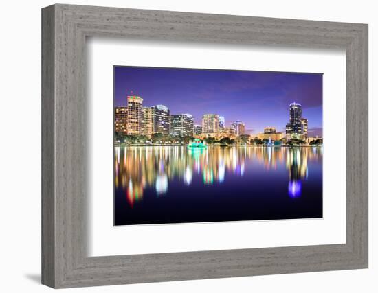 Orlando, Florida, USA Downtown Skyline at Eola Lake.-SeanPavonePhoto-Framed Photographic Print