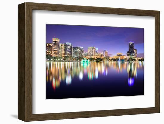 Orlando, Florida, USA Downtown Skyline at Eola Lake.-SeanPavonePhoto-Framed Photographic Print