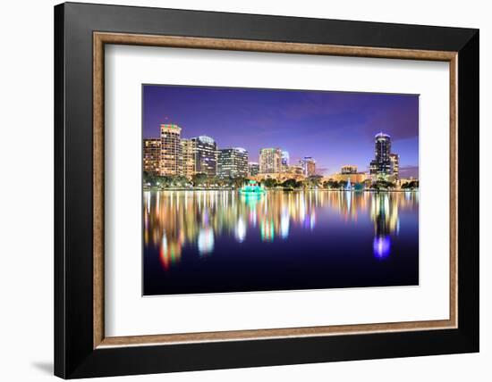 Orlando, Florida, USA Downtown Skyline at Eola Lake.-SeanPavonePhoto-Framed Photographic Print