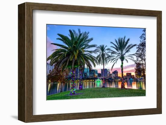 Orlando, Florida, USA Downtown Skyline at Eola Lake.-SeanPavonePhoto-Framed Photographic Print