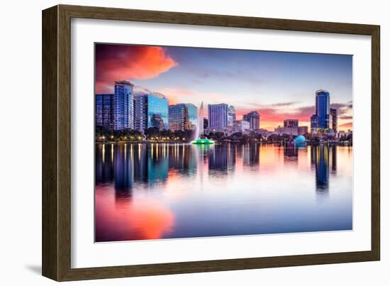 Orlando, Florida, USA Skyline at Eola Lake.-SeanPavonePhoto-Framed Photographic Print