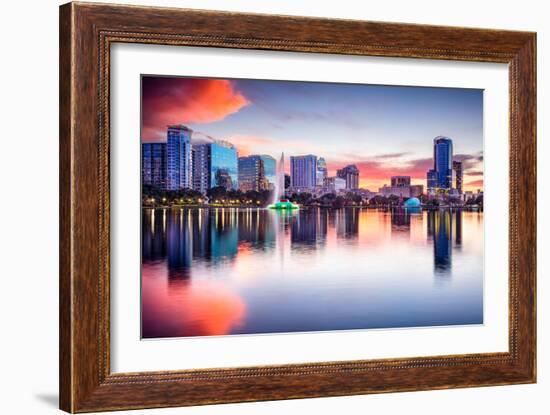 Orlando, Florida, USA Skyline at Eola Lake.-SeanPavonePhoto-Framed Photographic Print