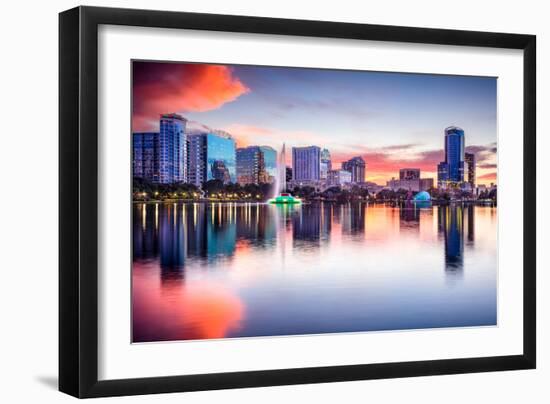 Orlando, Florida, USA Skyline at Eola Lake.-SeanPavonePhoto-Framed Photographic Print