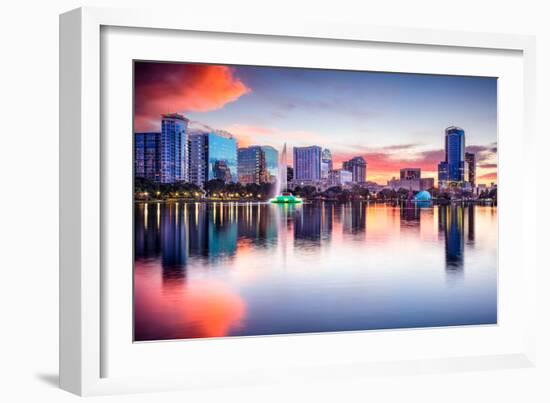 Orlando, Florida, USA Skyline at Eola Lake.-SeanPavonePhoto-Framed Photographic Print