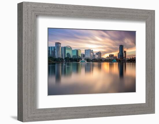 Orlando, Florida, USA Skyline at Eola Lake.-SeanPavonePhoto-Framed Photographic Print