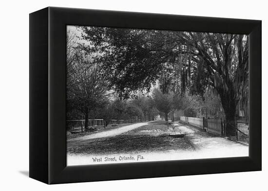 Orlando, Florida - View Down West Street-Lantern Press-Framed Stretched Canvas