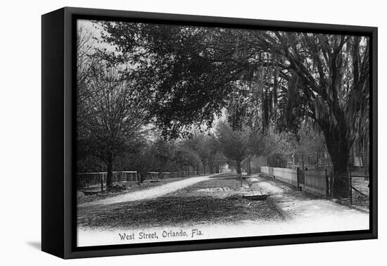 Orlando, Florida - View Down West Street-Lantern Press-Framed Stretched Canvas