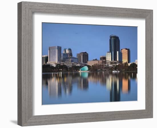 Orlando Skyline Across Lake Eola, Florida, USA-Walter Bibikow-Framed Photographic Print