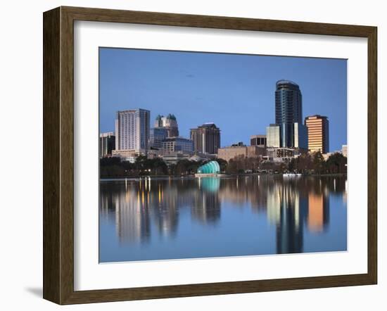 Orlando Skyline Across Lake Eola, Florida, USA-Walter Bibikow-Framed Photographic Print