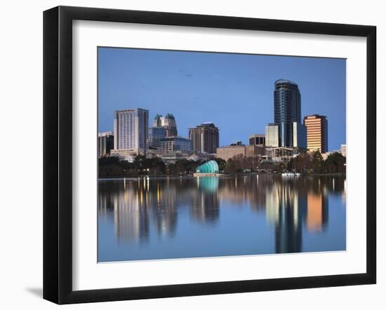 Orlando Skyline Across Lake Eola, Florida, USA-Walter Bibikow-Framed Photographic Print