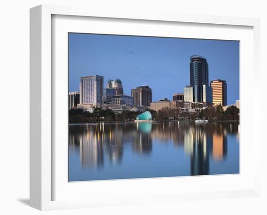 Orlando Skyline Across Lake Eola, Florida, USA-Walter Bibikow-Framed Photographic Print