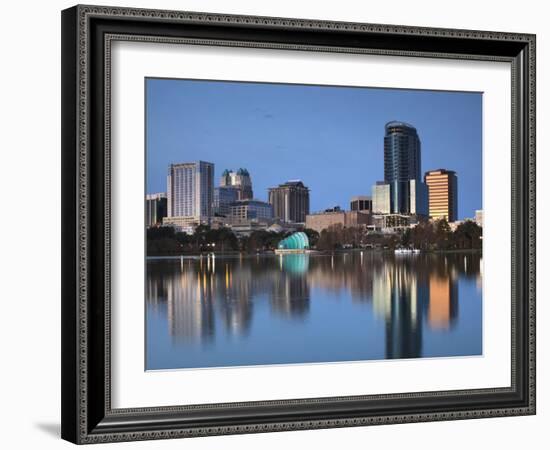 Orlando Skyline Across Lake Eola, Florida, USA-Walter Bibikow-Framed Photographic Print