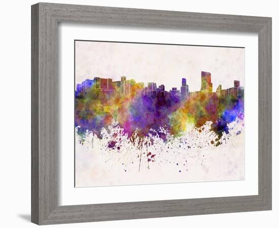 Orlando Skyline in Watercolor Background-paulrommer-Framed Art Print