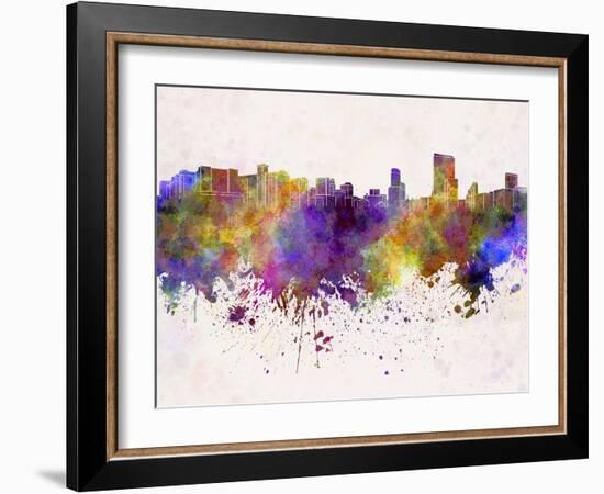 Orlando Skyline in Watercolor Background-paulrommer-Framed Art Print