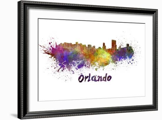 Orlando Skyline in Watercolor-paulrommer-Framed Art Print